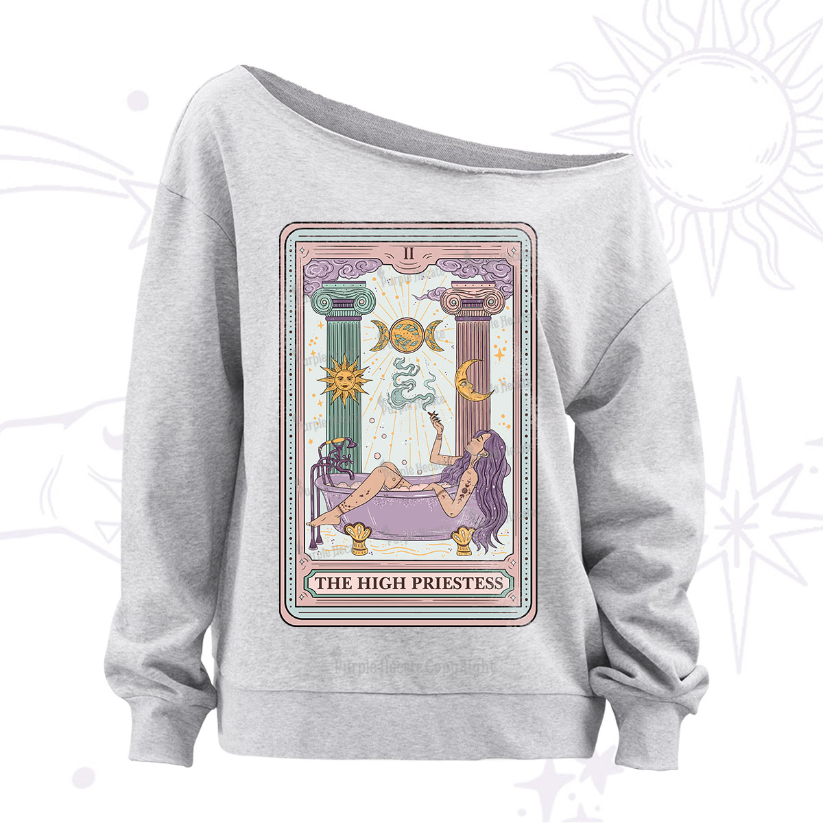 Purplehecate The High Priestess Tarot Off The Shoulder Sweatshirt