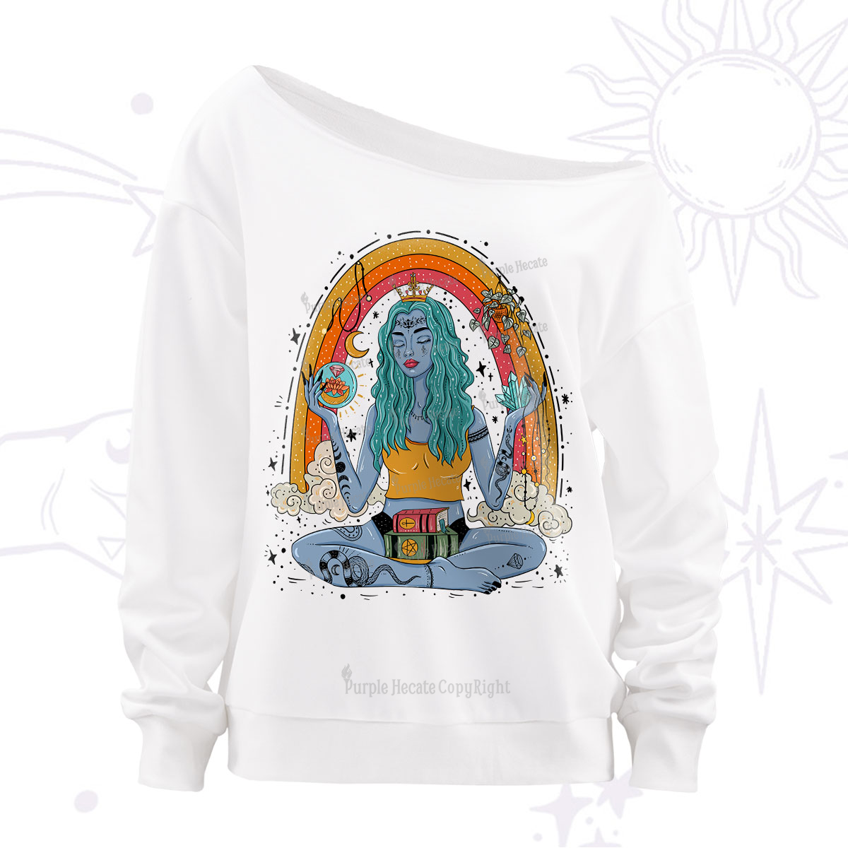 Purplehecate I'm The Queen Of All My Dreams Off The Shoulder Sweatshirt