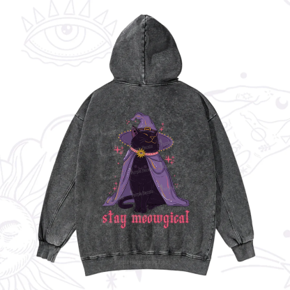 Purplehecate Stay Meowgical Cat Washed Hoodie