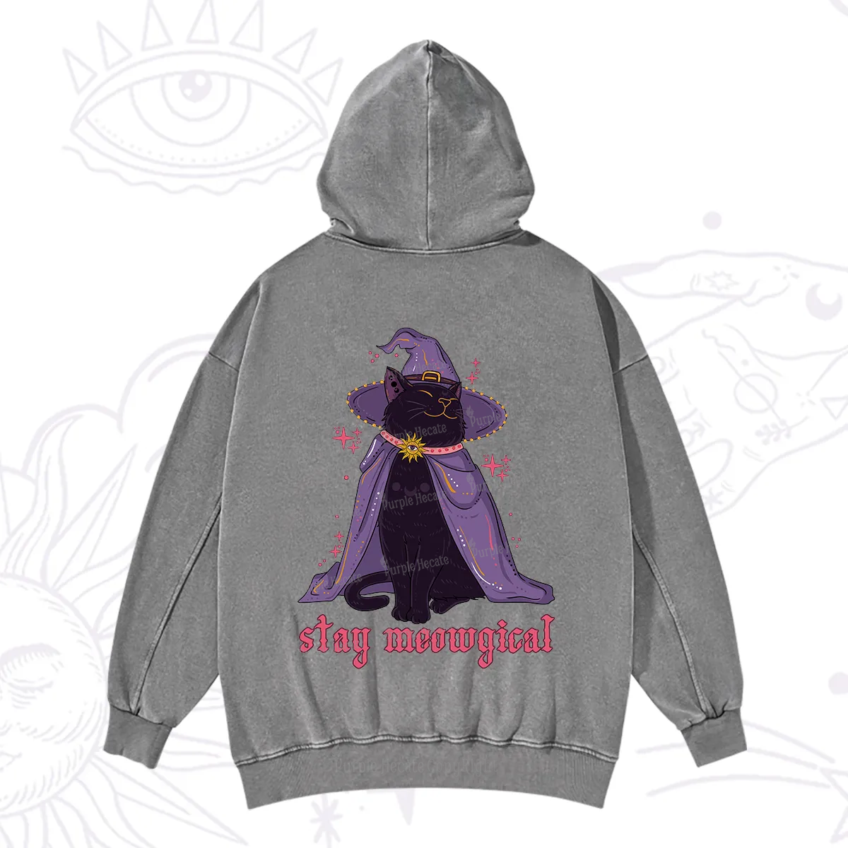Purplehecate Stay Meowgical Cat Washed Hoodie