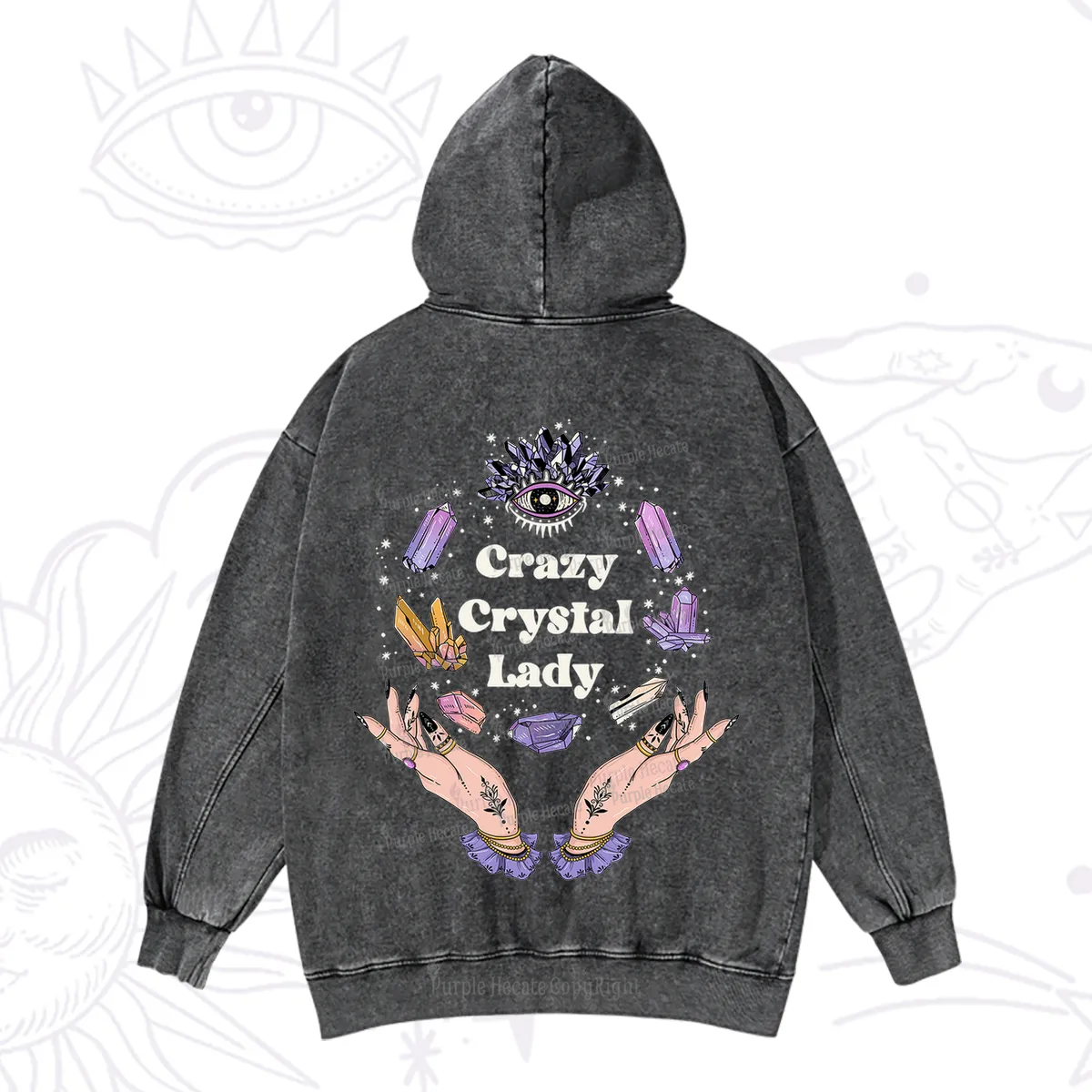 Purplehecate Crazy Crystal Lady Washed Hoodie