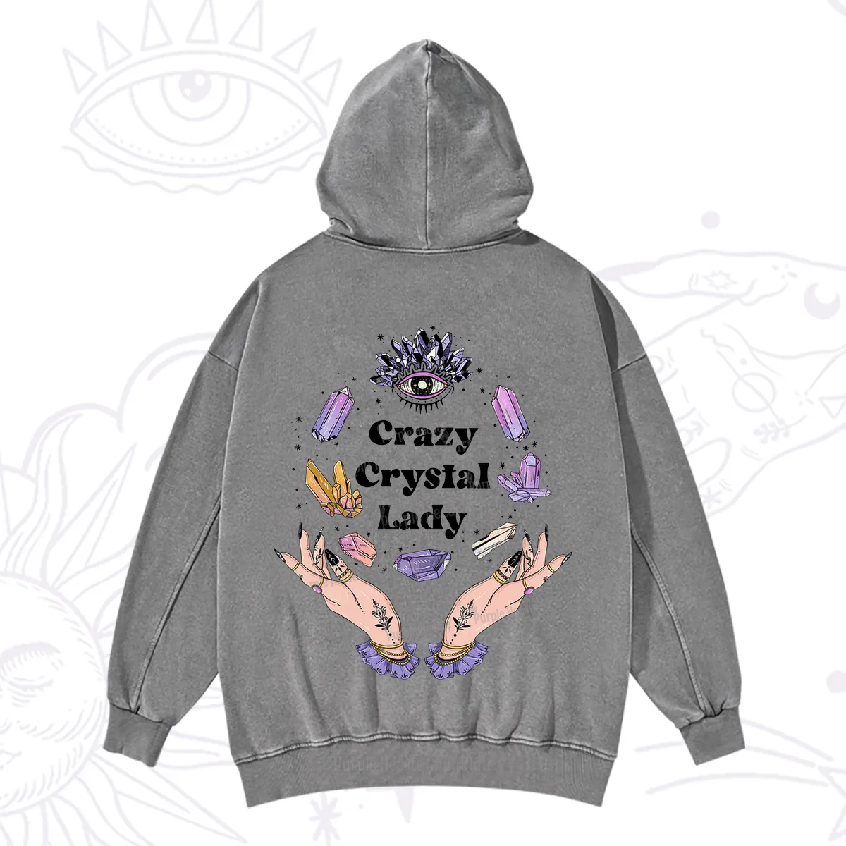 Purplehecate Crazy Crystal Lady Washed Hoodie