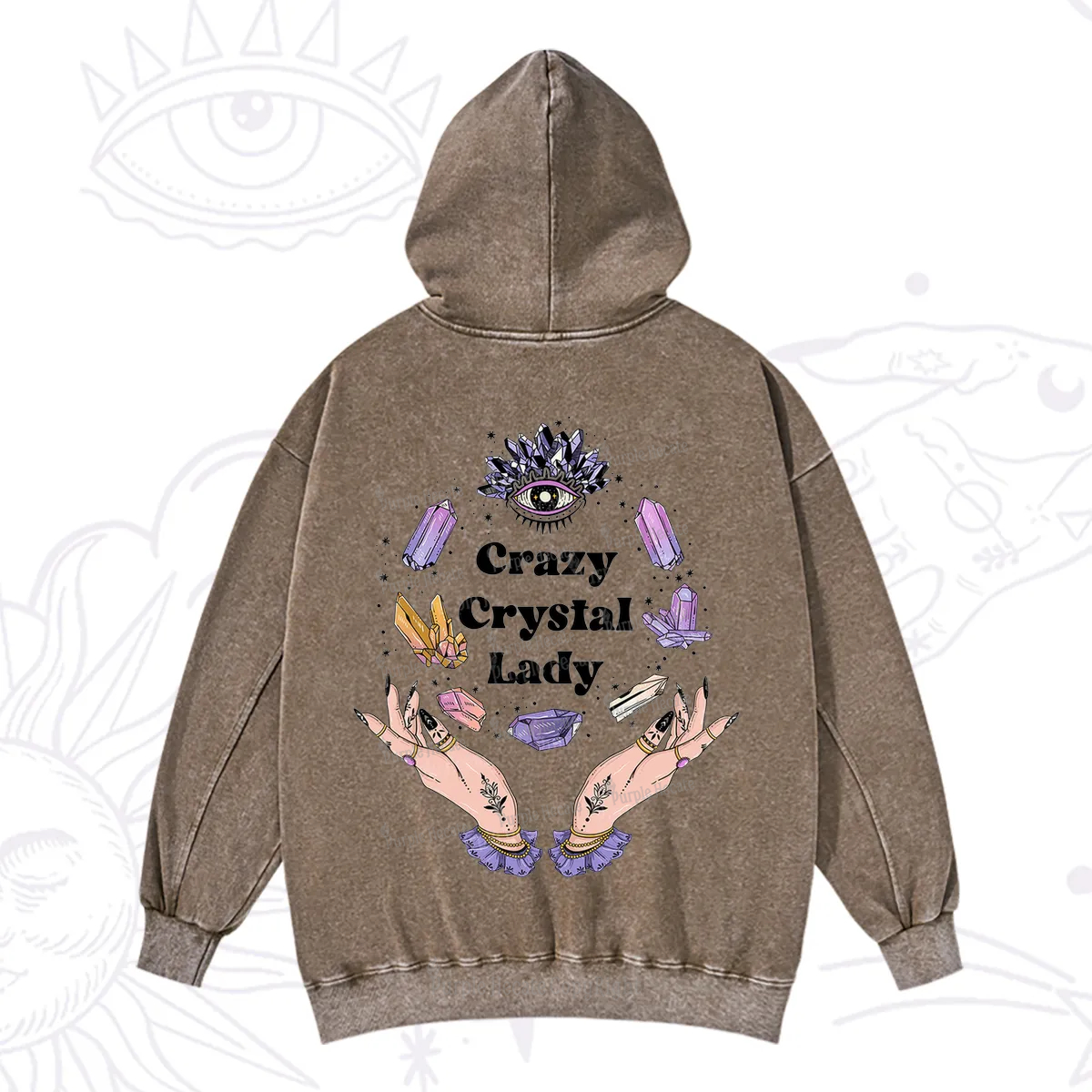 Purplehecate Crazy Crystal Lady Washed Hoodie