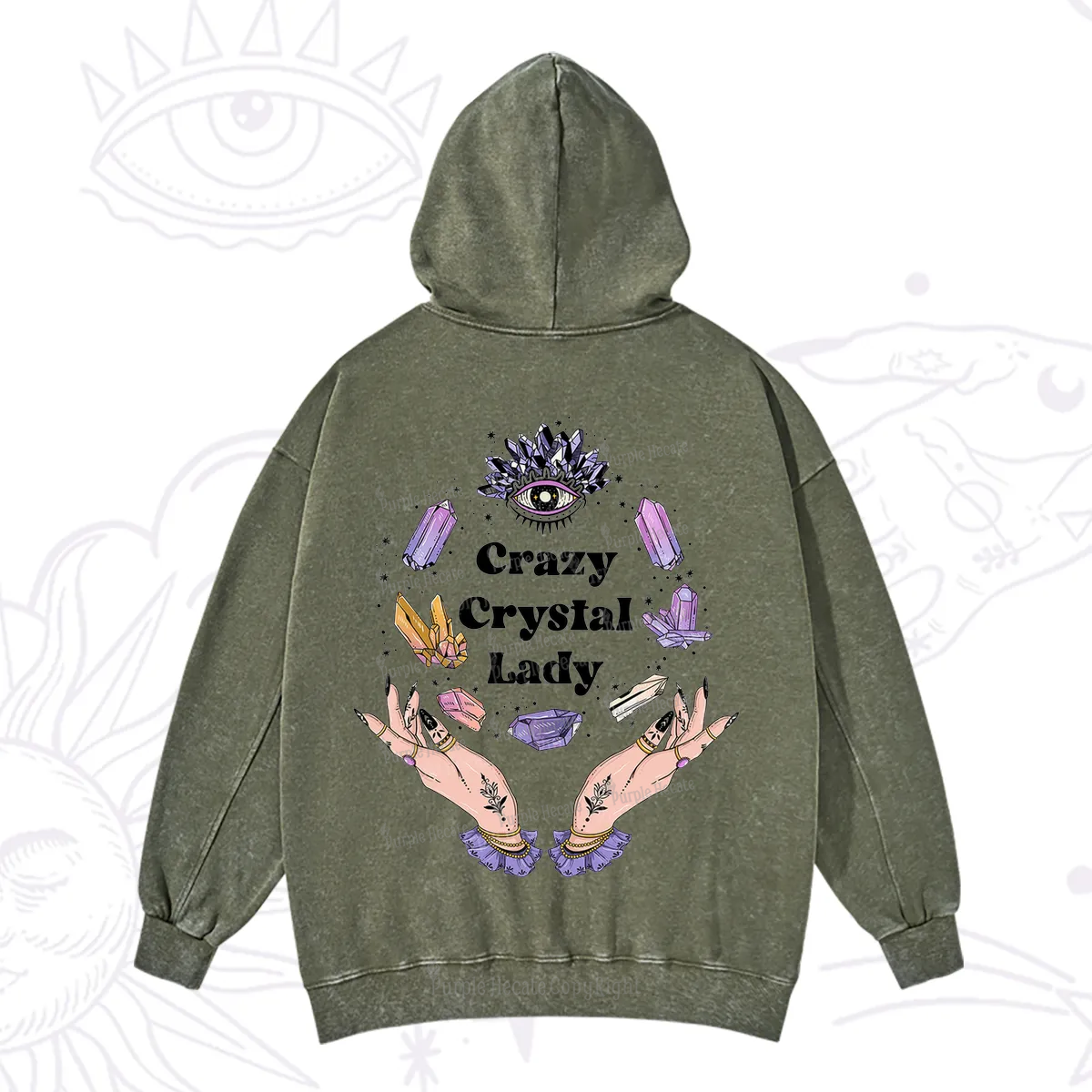 Purplehecate Crazy Crystal Lady Washed Hoodie