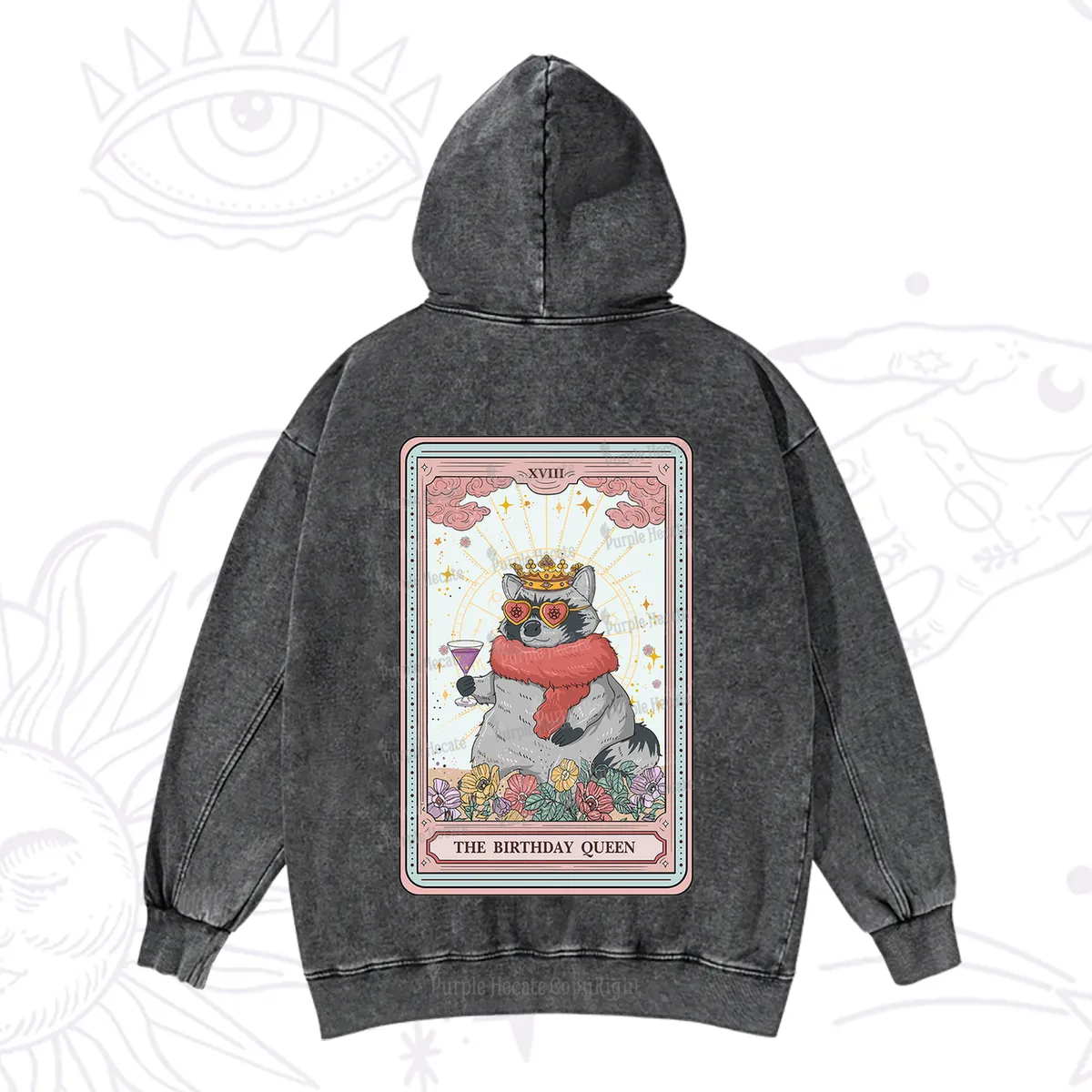 Purplehecate The Birthday Queen Tarot Washed Hoodie