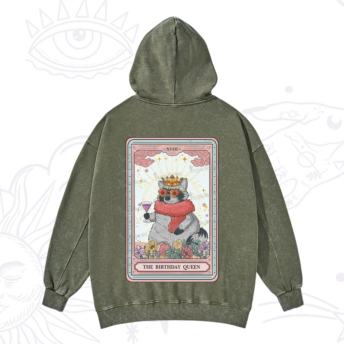 Purplehecate The Birthday Queen Tarot Washed Hoodie