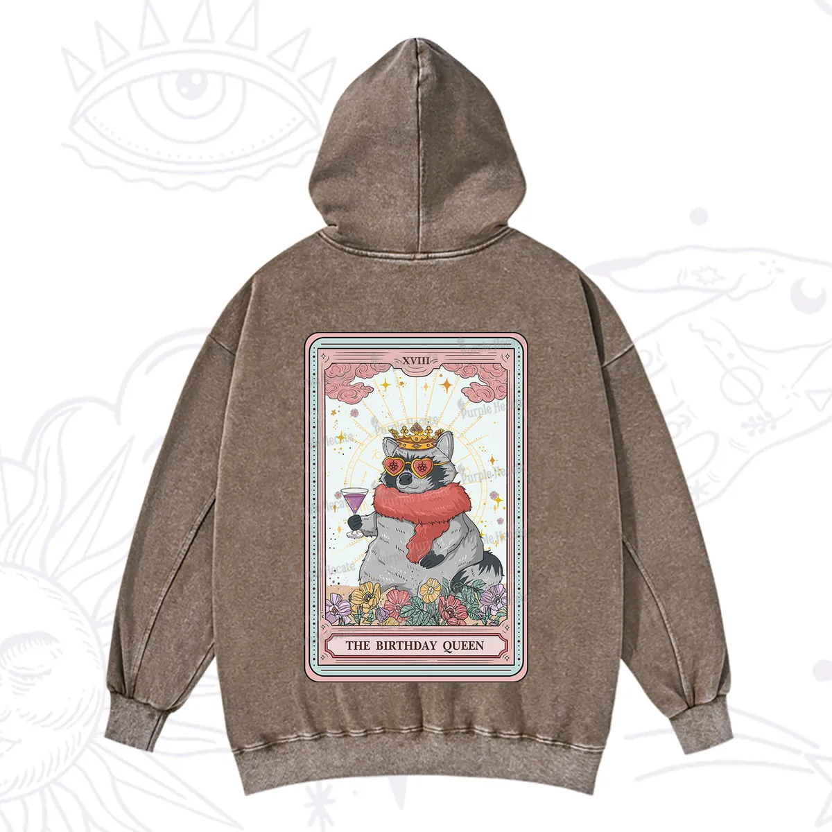 Purplehecate The Birthday Queen Tarot Washed Hoodie