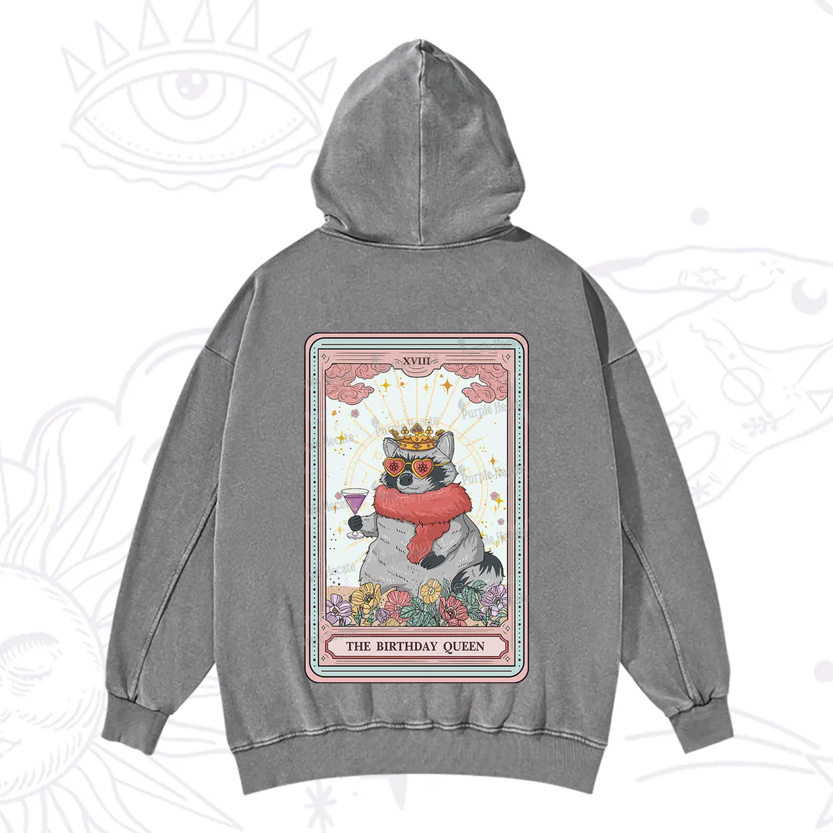Purplehecate The Birthday Queen Tarot Washed Hoodie