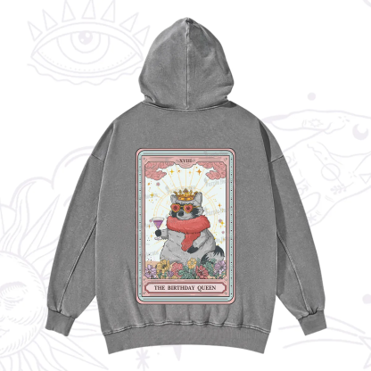 Purplehecate The Birthday Queen Tarot Washed Hoodie