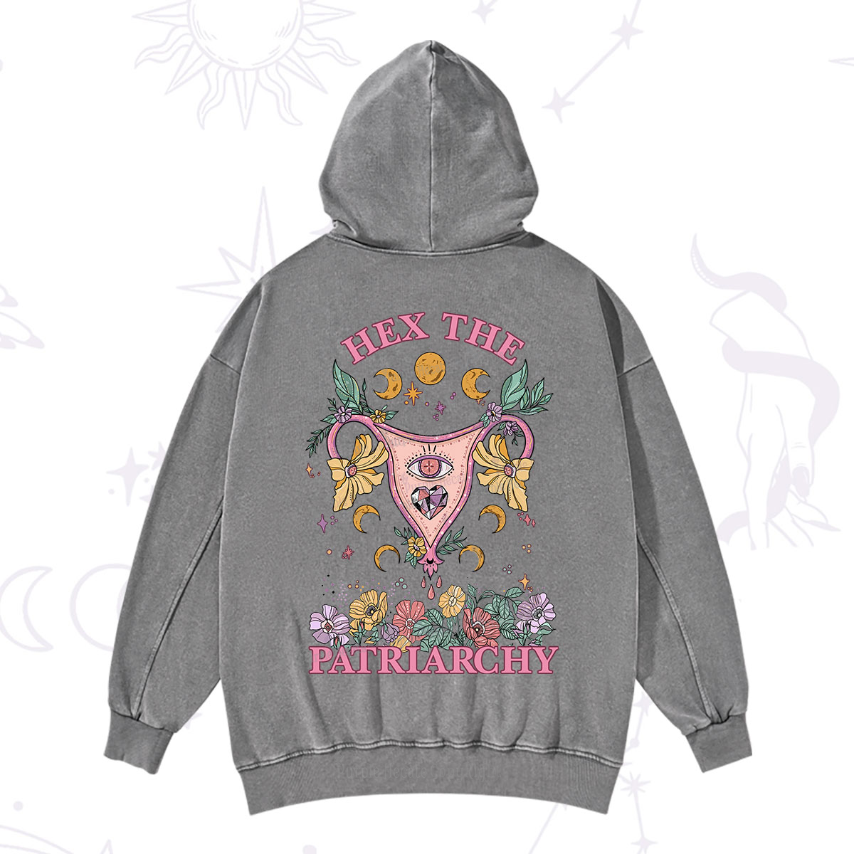 Purplehecate Hex the Patriarchy Feminist Power Washed Hoodie