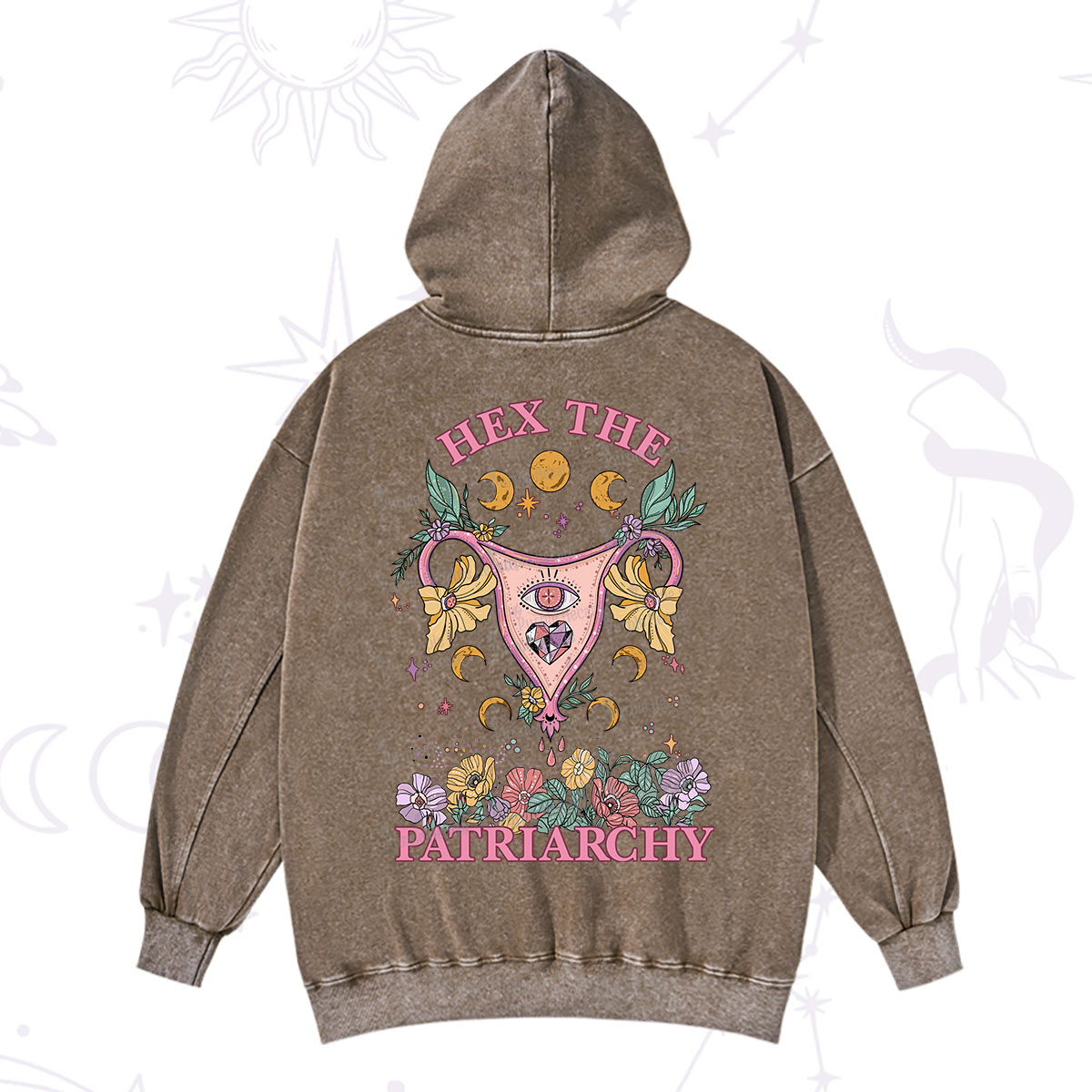 Purplehecate Hex the Patriarchy Feminist Power Washed Hoodie