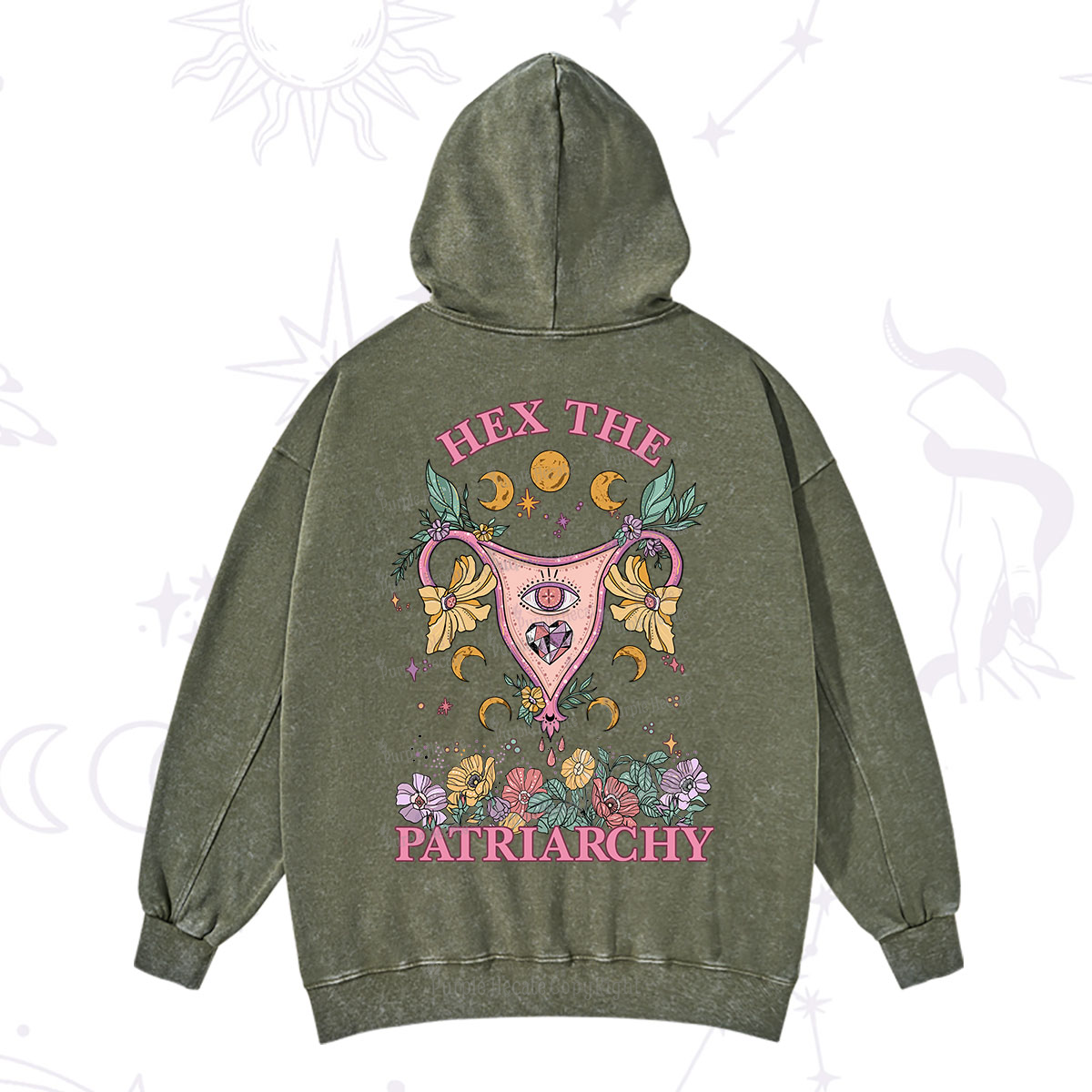 Purplehecate Hex the Patriarchy Feminist Power Washed Hoodie