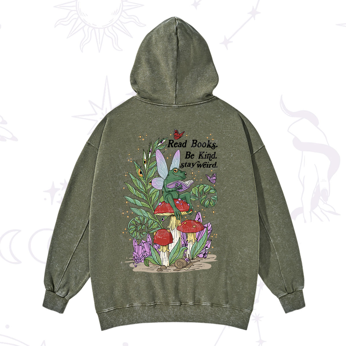 Purplehecate Read Books Be Kind Stay Weird Washed Hoodie