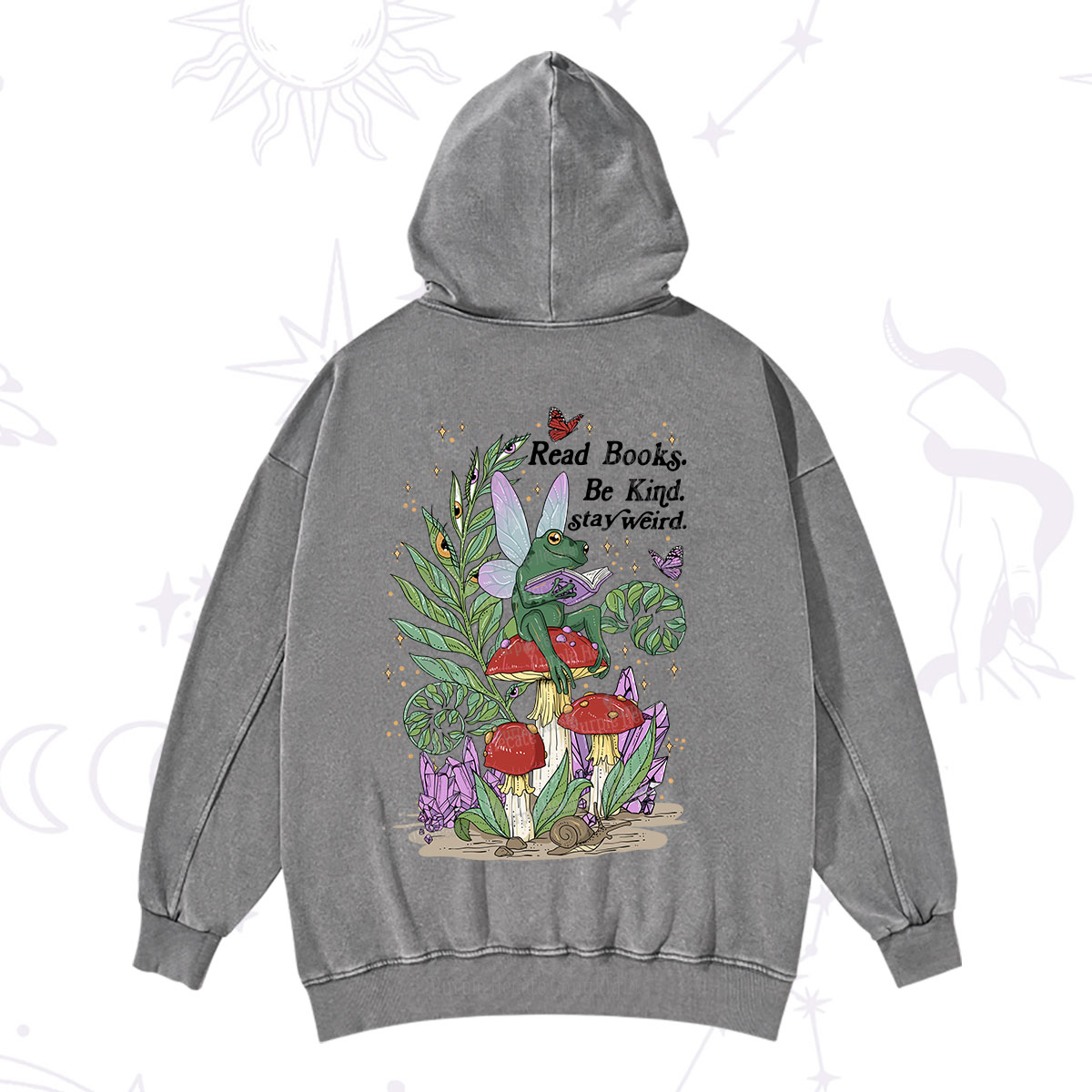 Purplehecate Read Books Be Kind Stay Weird Washed Hoodie
