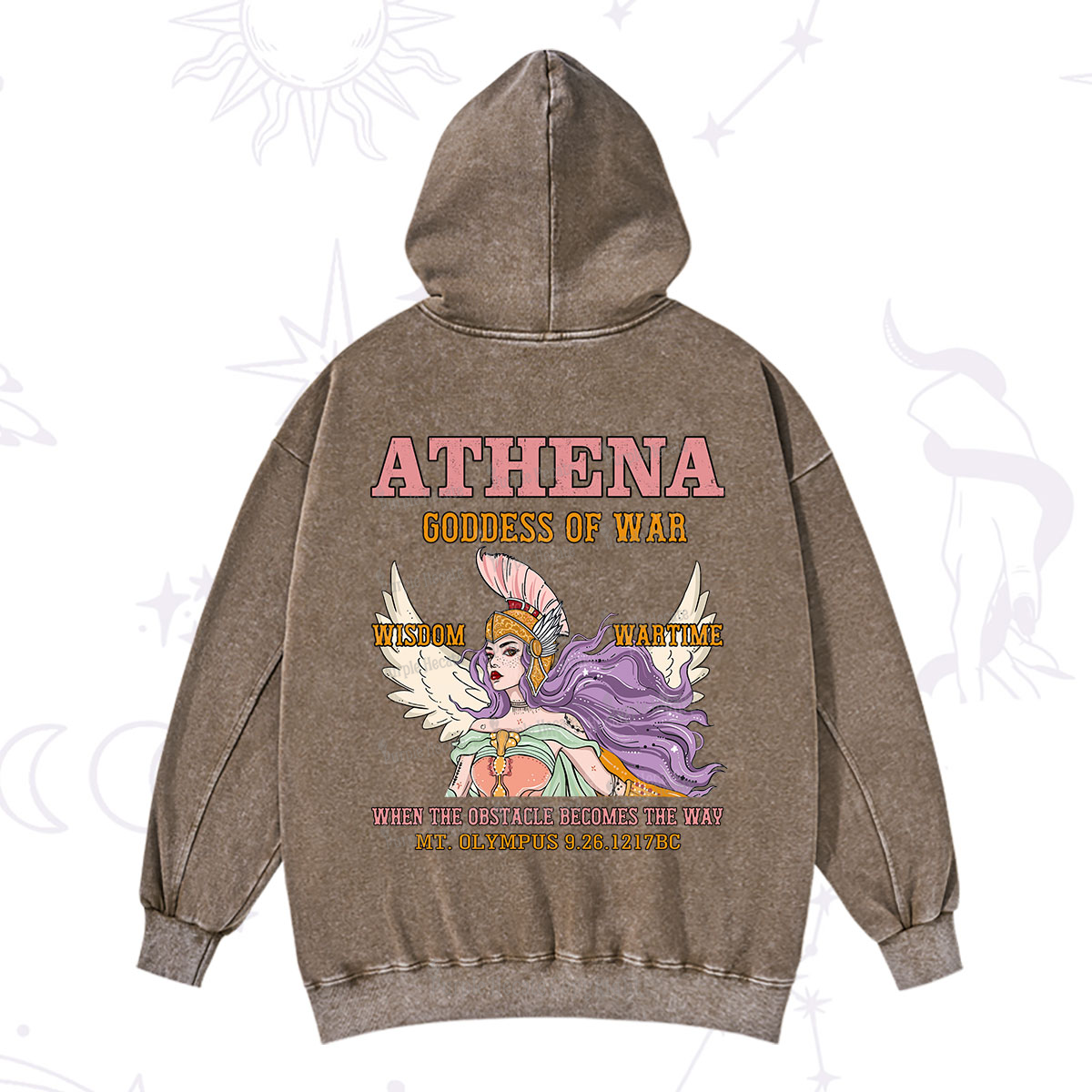 Purplehecate Wise War Goddess Athena Washed Hoodie