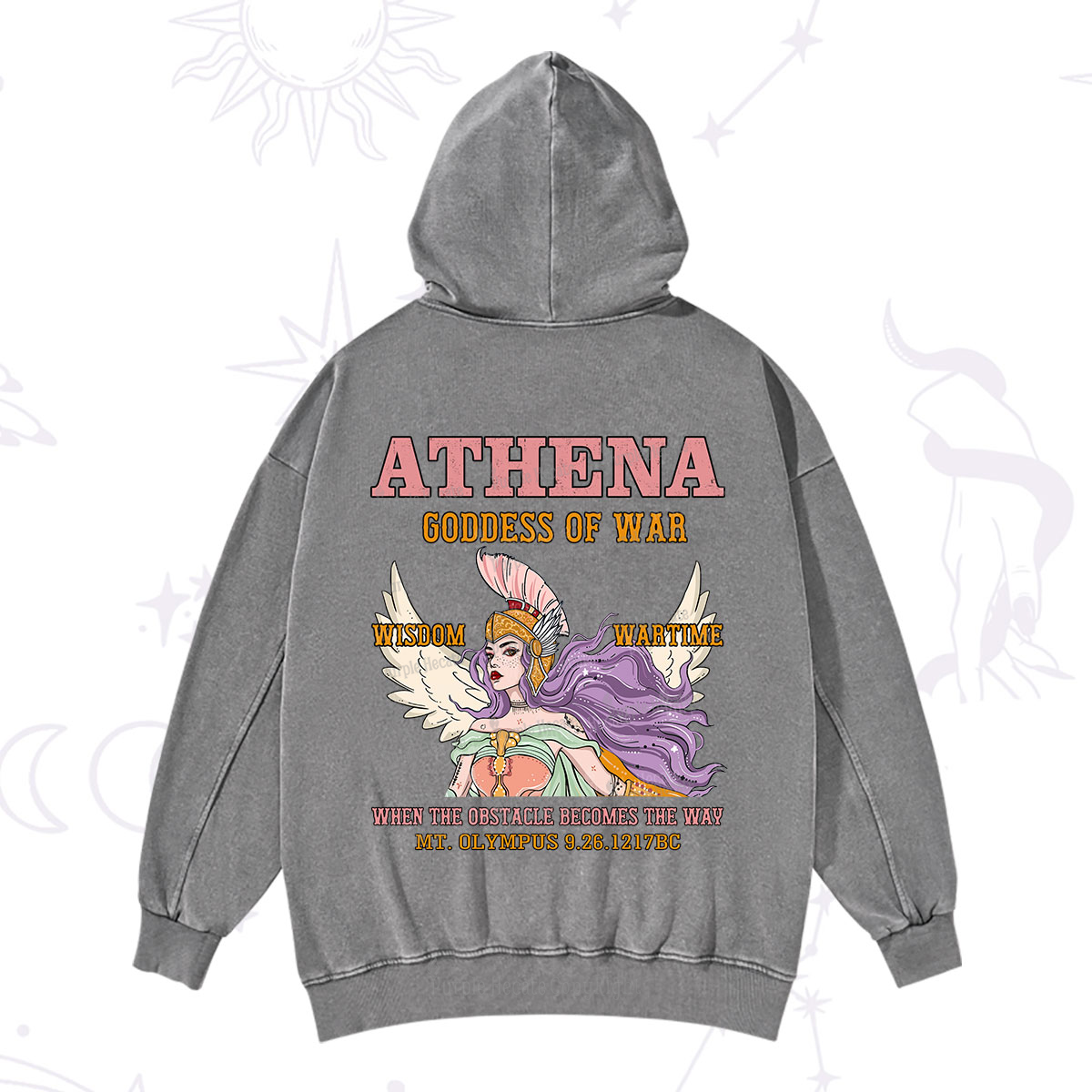Purplehecate Wise War Goddess Athena Washed Hoodie