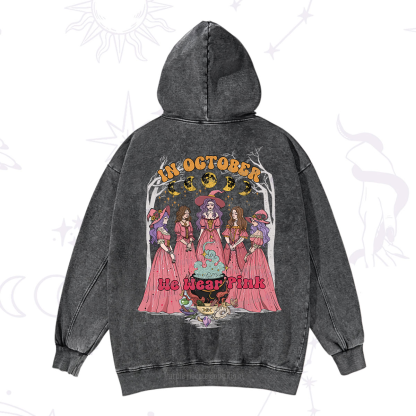 Purplehecate In October We Wear Pink Halloween Washed Hoodie