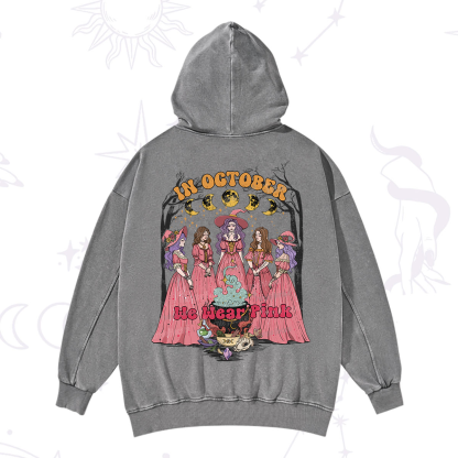 Purplehecate In October We Wear Pink Halloween Washed Hoodie