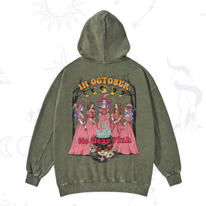 Purplehecate In October We Wear Pink Halloween Washed Hoodie