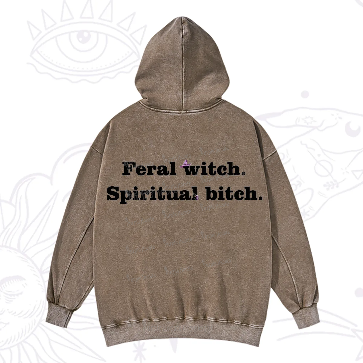 Purplehecate Feral Witch Spiritual Bitch Washed Hoodie