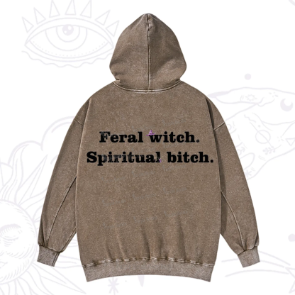 Purplehecate Feral Witch Spiritual Bitch Washed Hoodie