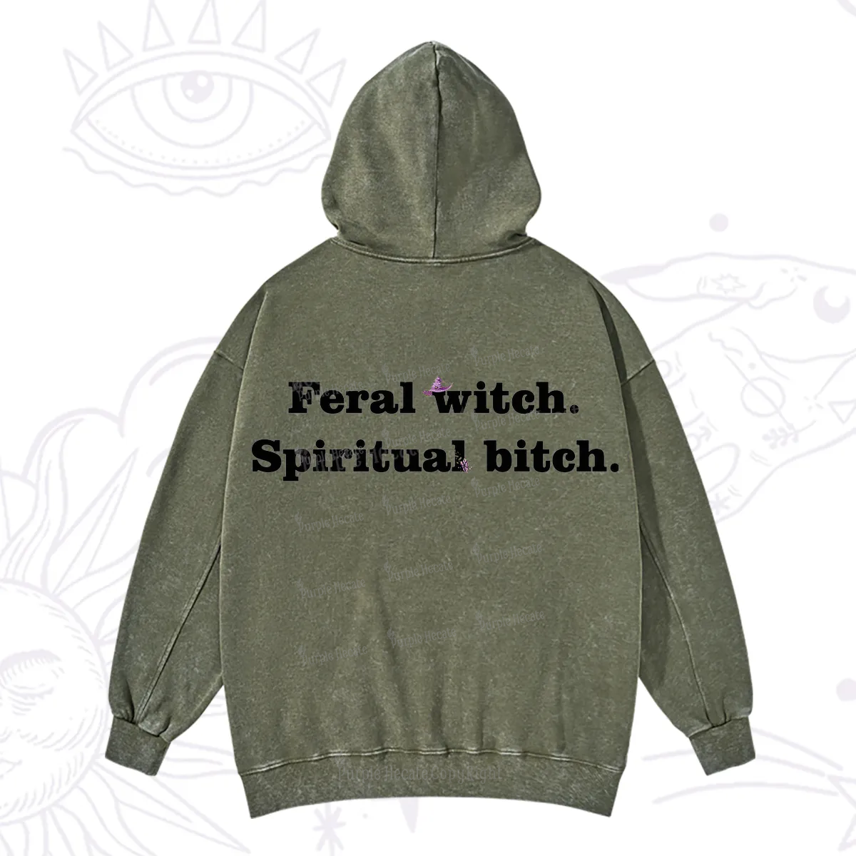 Purplehecate Feral Witch Spiritual Bitch Washed Hoodie