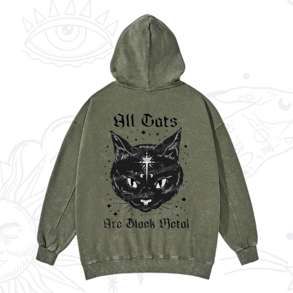 Purplehecate All Cats Are Black Metal Washed Hoodie