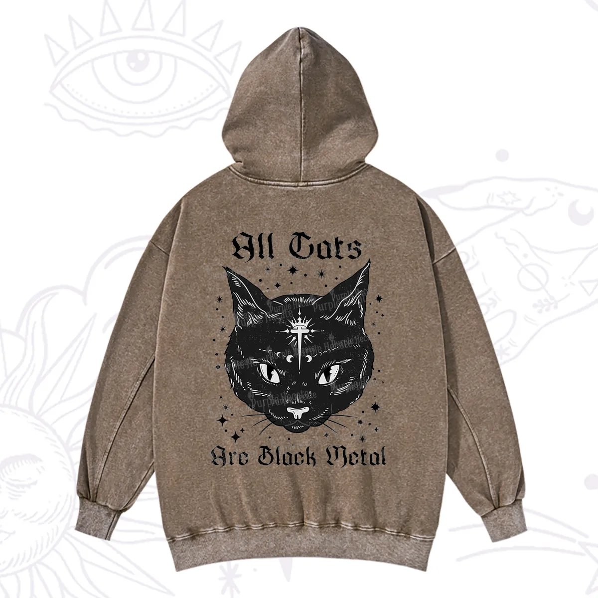 Purplehecate All Cats Are Black Metal Washed Hoodie