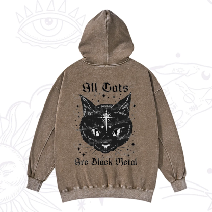 Purplehecate All Cats Are Black Metal Washed Hoodie