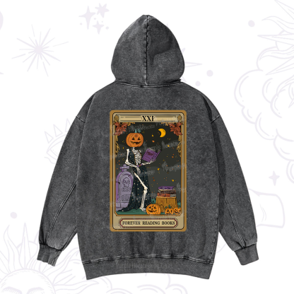 Purplehecate The Forever Reading Books Tarot Halloween Washed Hoodie