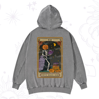 Purplehecate The Forever Reading Books Tarot Halloween Washed Hoodie