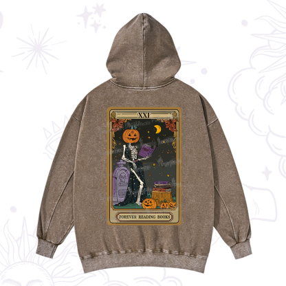 Purplehecate The Forever Reading Books Tarot Halloween Washed Hoodie
