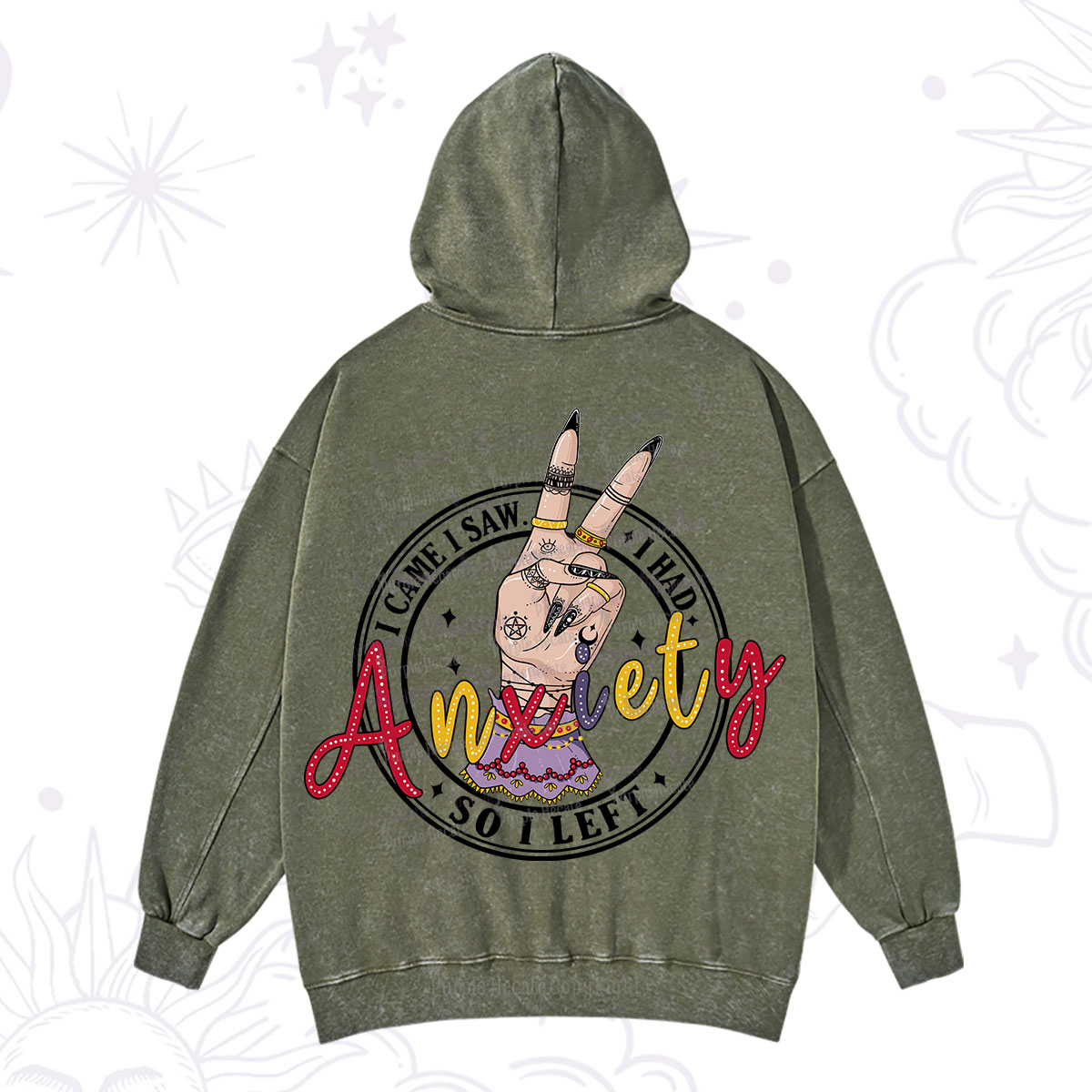 Purplehecate I Had Anxiety So I Left Washed Hoodie