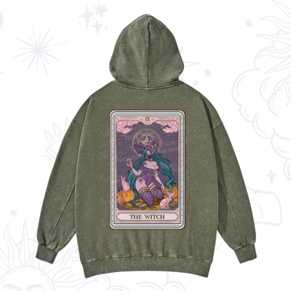 Purplehecate The Witch Tarot Halloween Washed Hoodie
