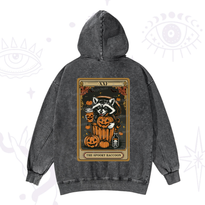 Purplehecate The Spooky Raccoon Tarot Halloween Washed Hoodie