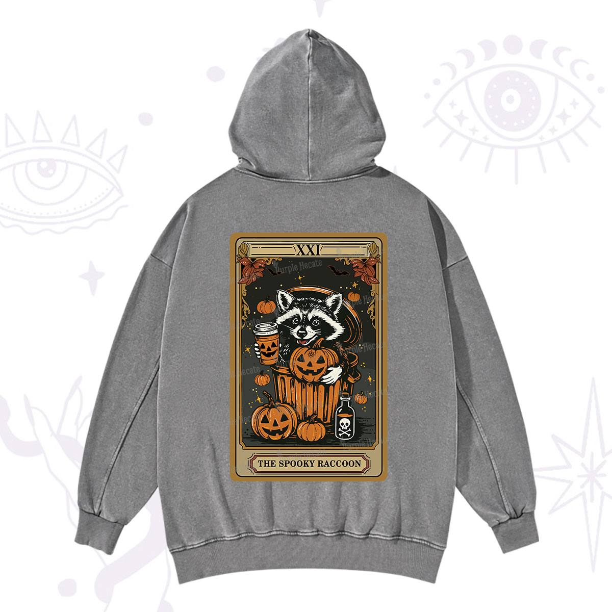 Purplehecate The Spooky Raccoon Tarot Halloween Washed Hoodie