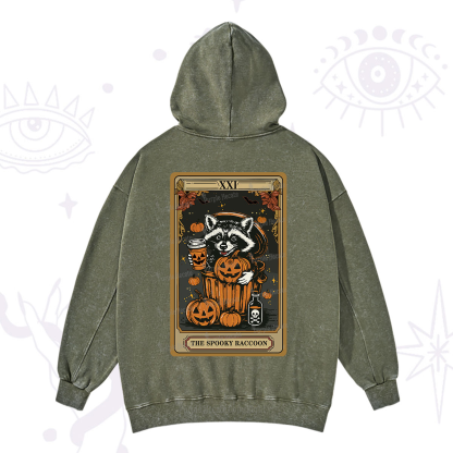 Purplehecate The Spooky Raccoon Tarot Halloween Washed Hoodie