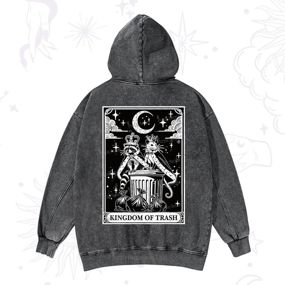 Purplehecate The Kingdom Of Trash Tarot Washed Hoodie