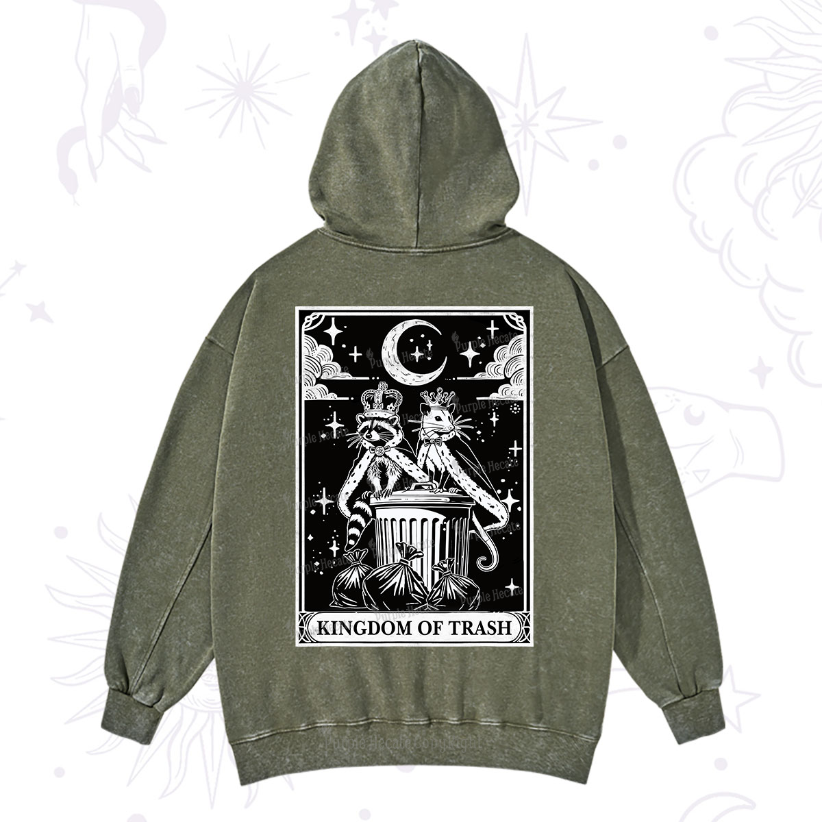 Purplehecate The Kingdom Of Trash Tarot Washed Hoodie