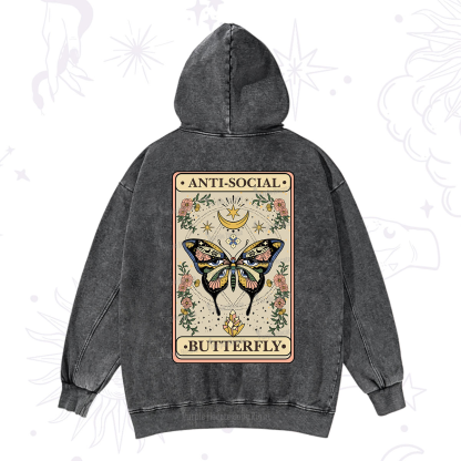 Purplehecate The Anti Social Nutterfly Oracle Card Washed Hoodie