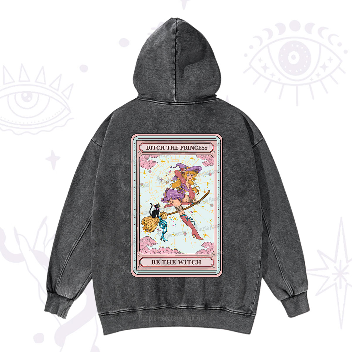 Purplehecate The Ditch The Princess Be The Witch Oracle Card Washed Hoodie