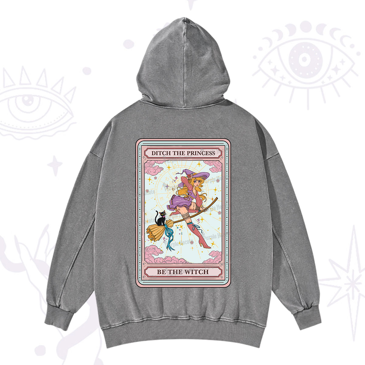 Purplehecate The Ditch The Princess Be The Witch Oracle Card Washed Hoodie
