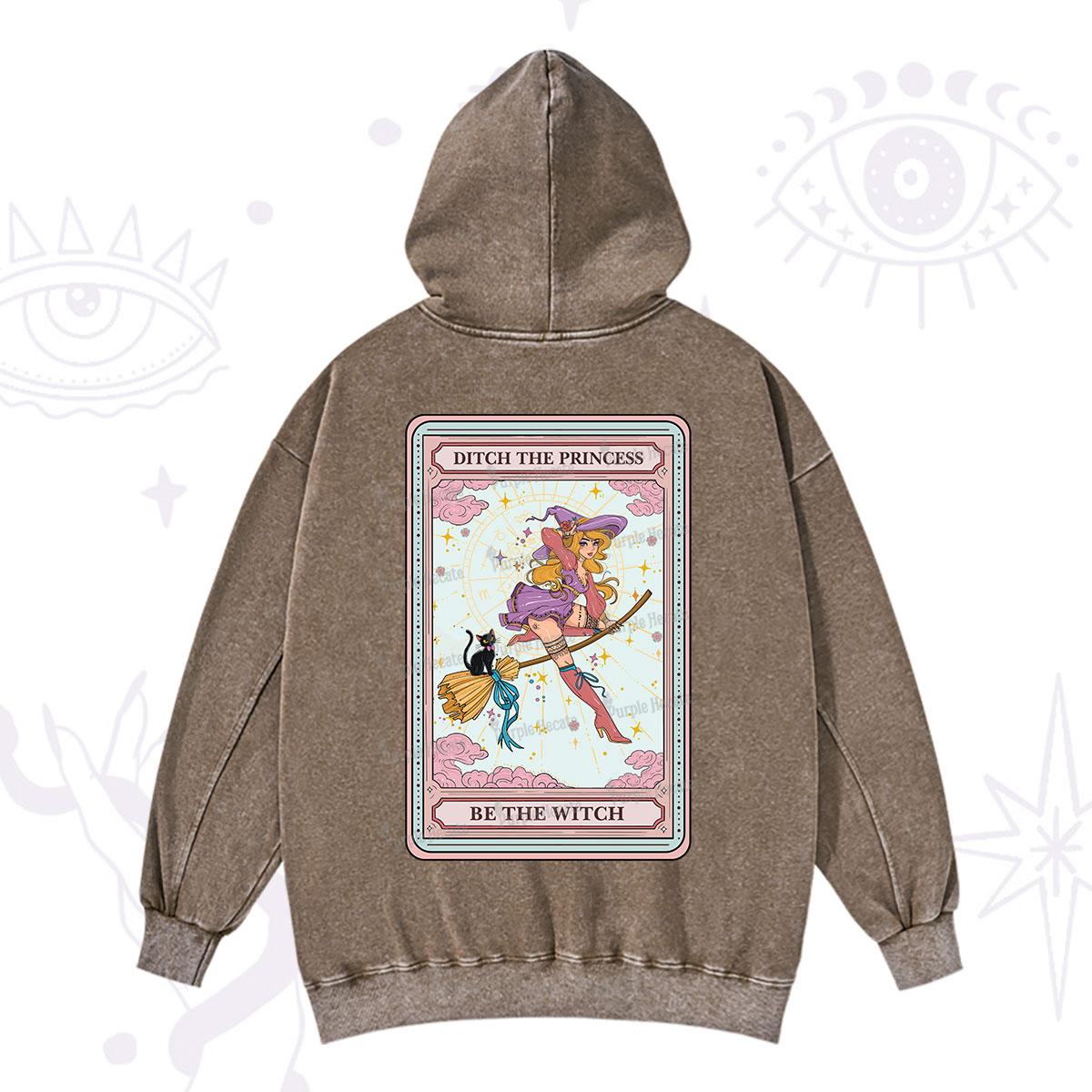 Purplehecate The Ditch The Princess Be The Witch Oracle Card Washed Hoodie