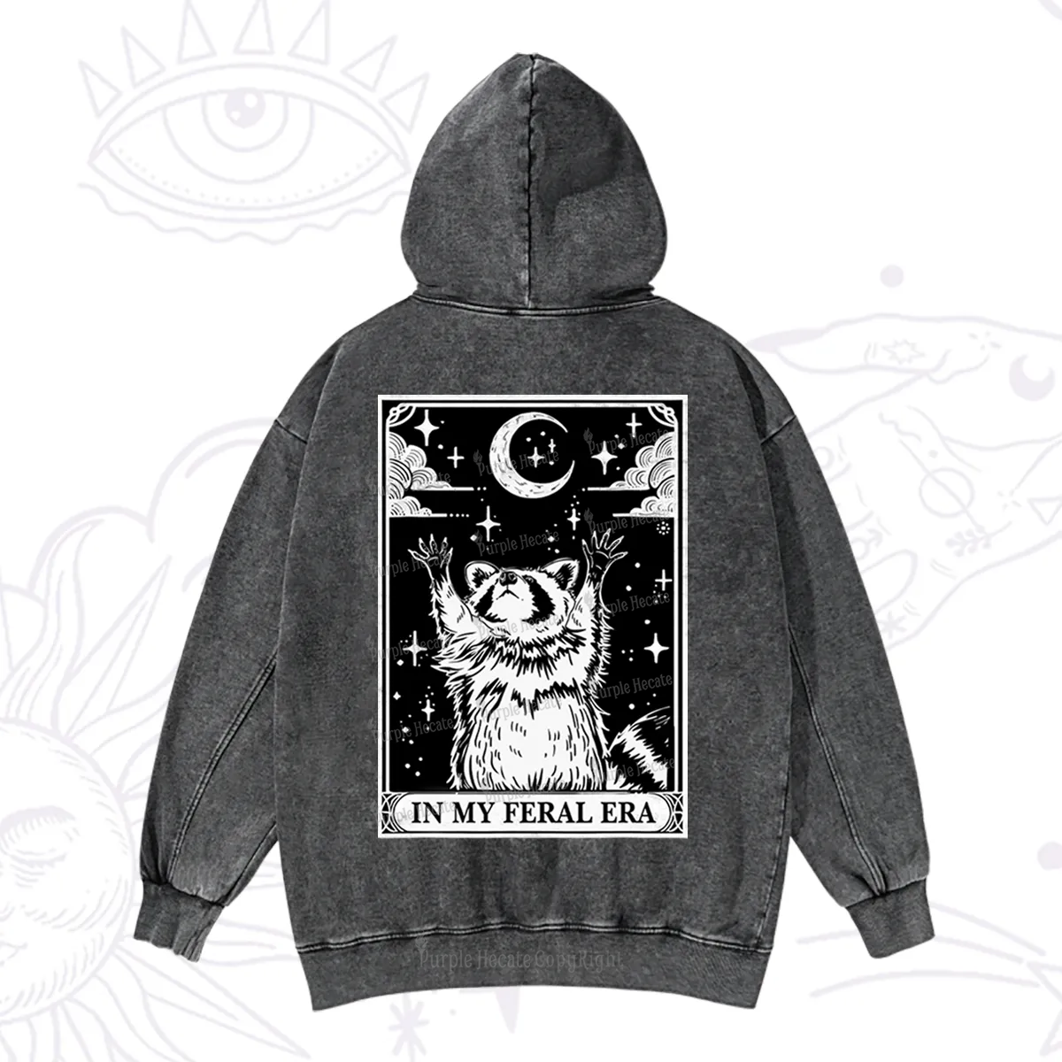 Purplehecate The In My Feral Era Oracle Card Washed Hoodie