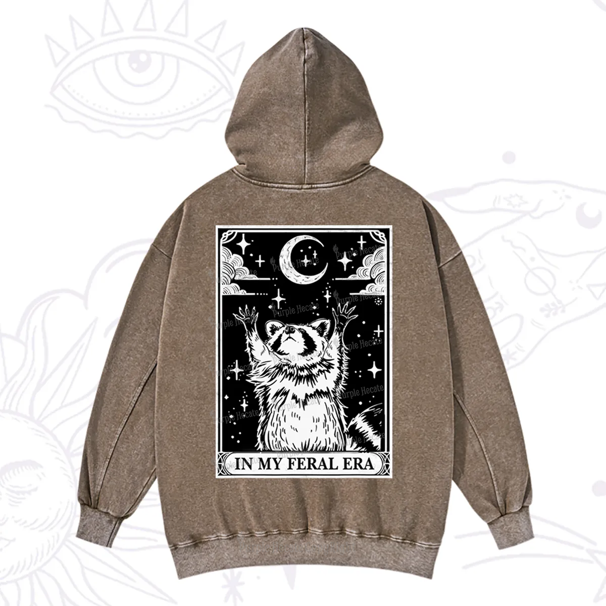 Purplehecate The In My Feral Era Oracle Card Washed Hoodie