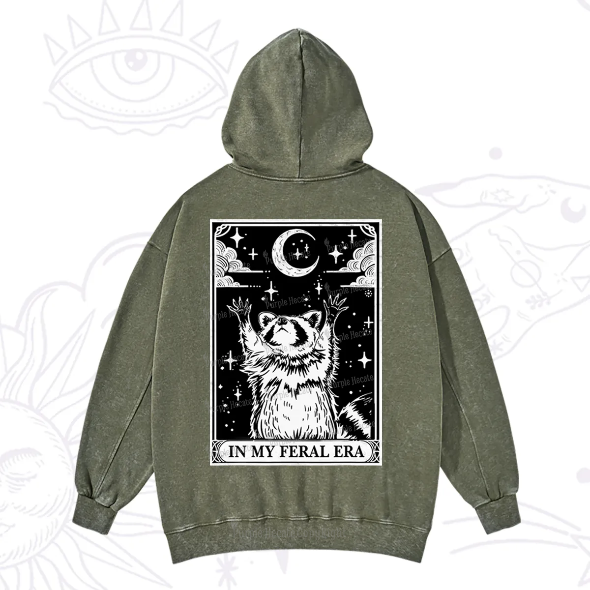 Purplehecate The In My Feral Era Oracle Card Washed Hoodie
