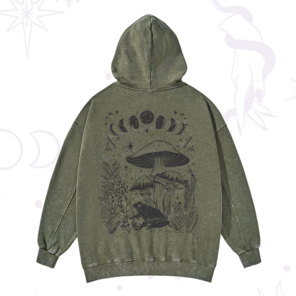 Purplehecate Celestial Frog Mushrooms Washed Hoodie