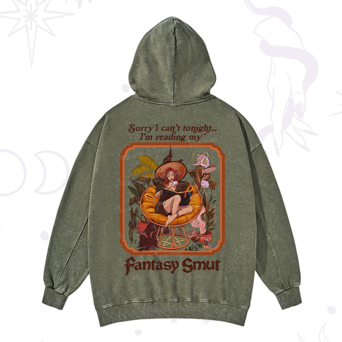 Purplehecate Sorry I Can't Tonight I'm Reading My Fantasy Smut Washed Hoodie