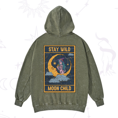 Purplehecate The Stay Wild Moon Child Oracle Card Washed Hoodie