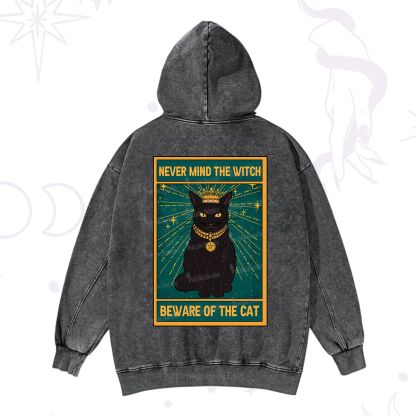 Purplehecate The Never Mind The Witch Beware Of The Cat Oracle Card Washed Hoodie